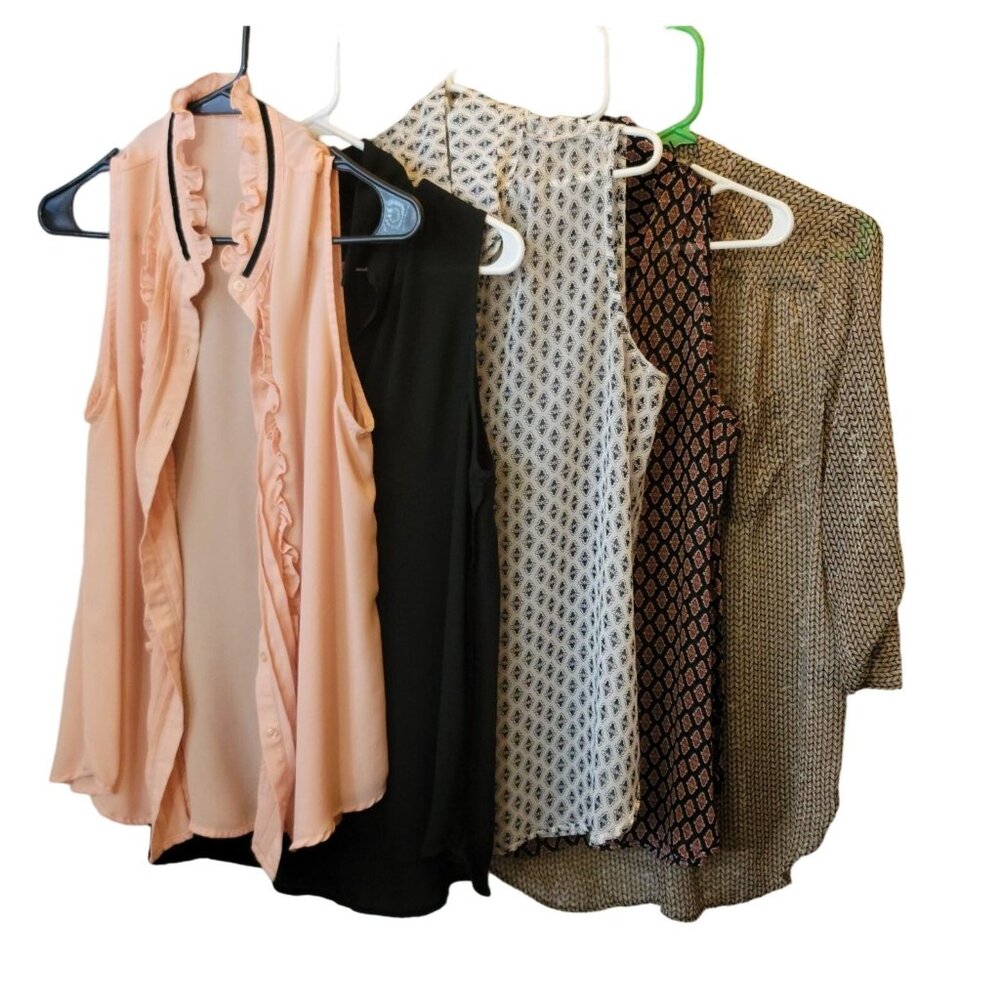 LOT of 5 Anthropologie PLEIONE Women's Polyester Blouses Tops - All Size Large